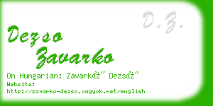 dezso zavarko business card